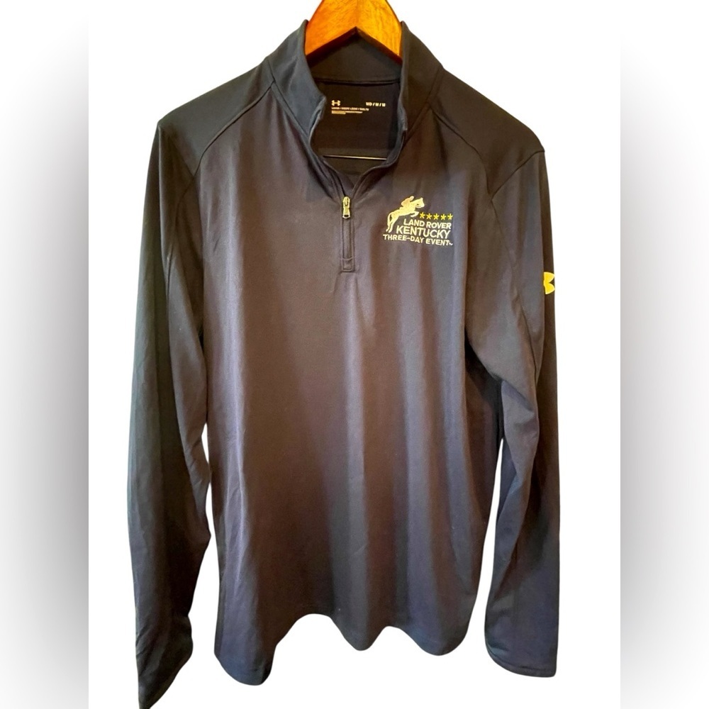 🐎🐴Under Armour Deep Navy Quarter-Zip Athletic shirt size M Land Rover Kentucky